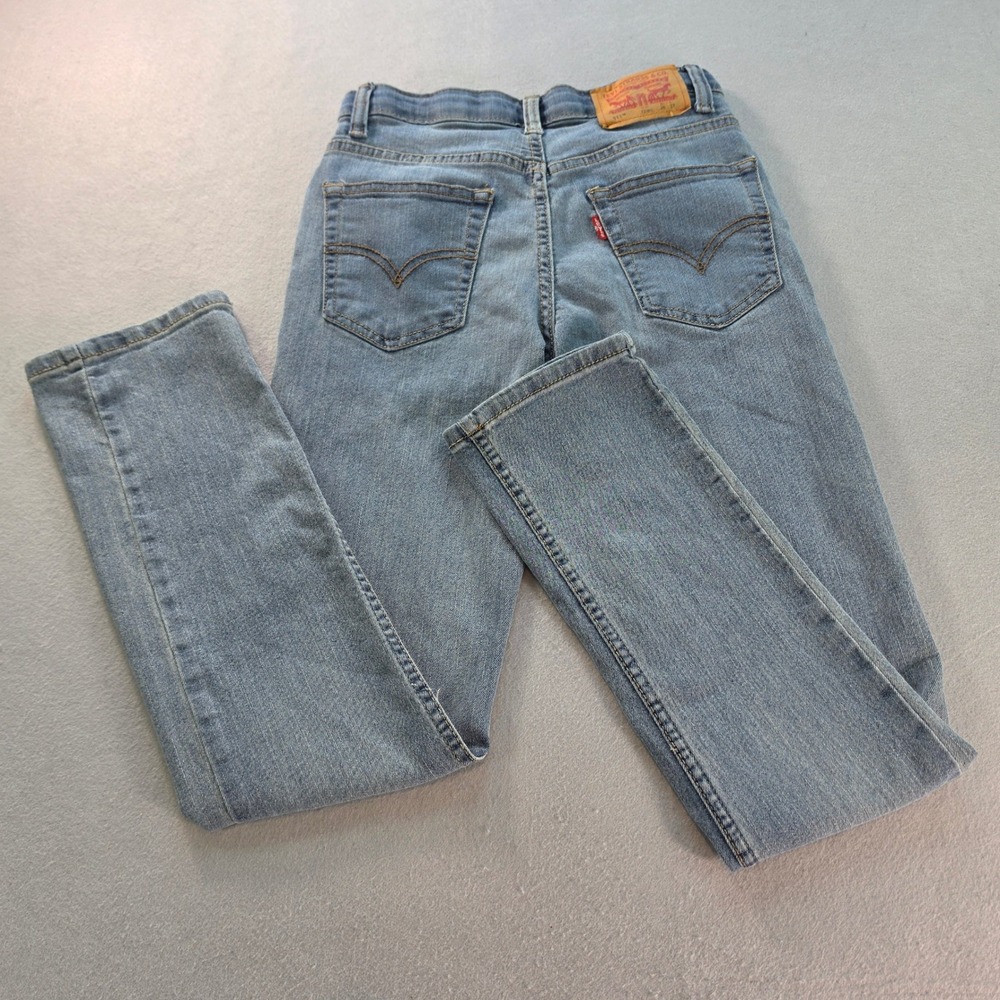 Levis 511 Slim Fit Kids Jeans Light Wash Blue Denim Size 12 Reg 26x27 Adjustable